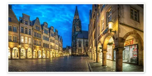 Iglesia de Saint Lambert y plaza del mercado en Muenster de Daniel Heine