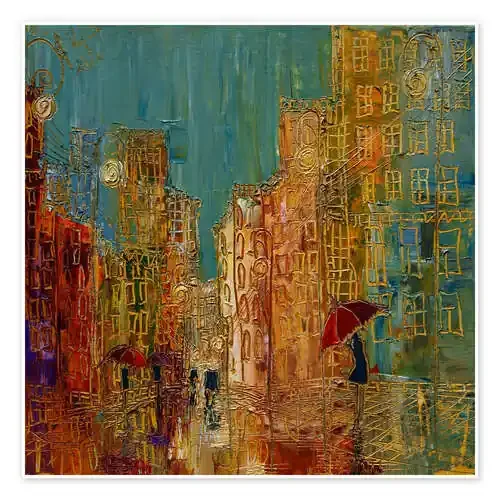 Illuminated City in the Rain de Justyna Kopania