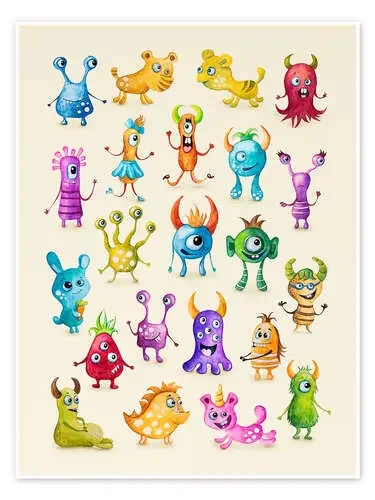 Illustration of Colourful Monsters de Elena Schweitzer