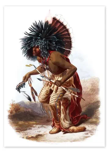 Indio con plumas azules de Karl Bodmer Master Collection