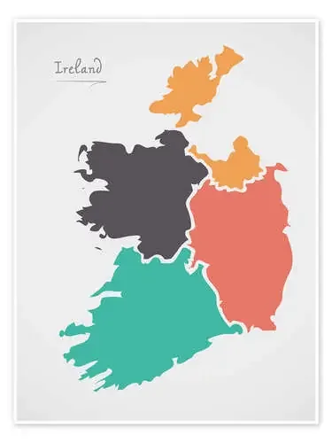 Ireland map modern abstract with round shapes de Ingo Menhard