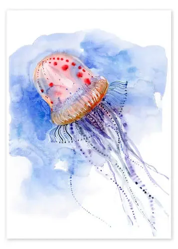 Jellyfish – deep sea diving de Verbrugge Watercolor