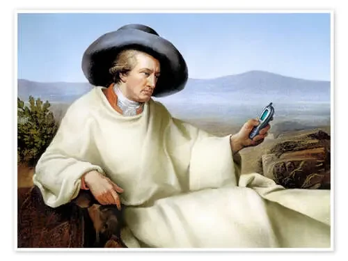 Johann Wolfgang von Goethe with a cell phone de Smetek Science Photo Library