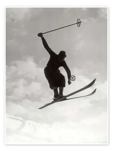 Jump With Vintage Skis de Vintage Ski Collection akg-images