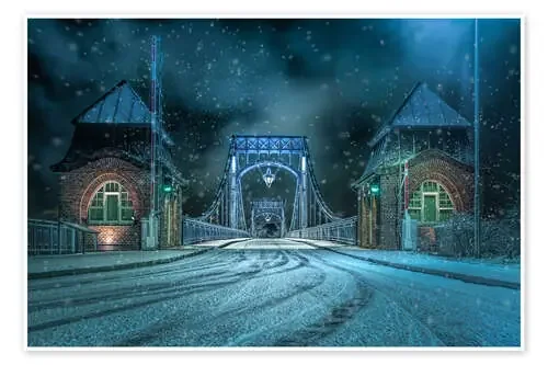 Kaiser Wilhelm Bridge Wilhelmshaven in winter at night de Rainer Ganske