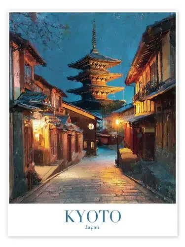 Kyoto, Japan, Retro Travel Art de TAlex