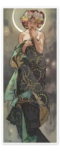 La Luna y las estrellas – La Luna I de Alfons Mucha Master Collection