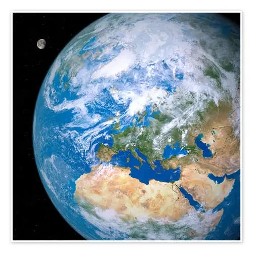 La Tierra y la Luna desde el espacio de Detlev van Ravenswaay Science Photo Library