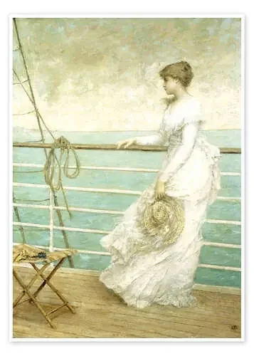 Lady on the Deck of a Ship de French School Bridgeman Images