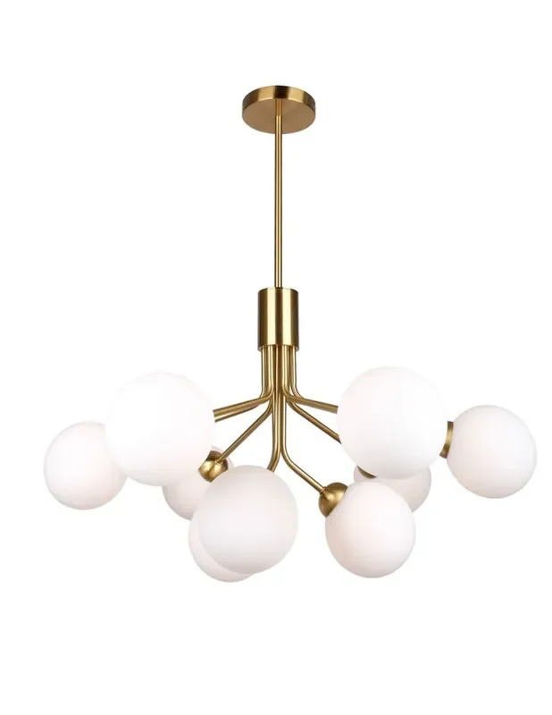 Lámpara 9 Luces Retro Bronce con Cristal Opal