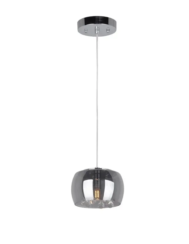 Lámpara Colgante Cristal Fumé y Montura Cromada