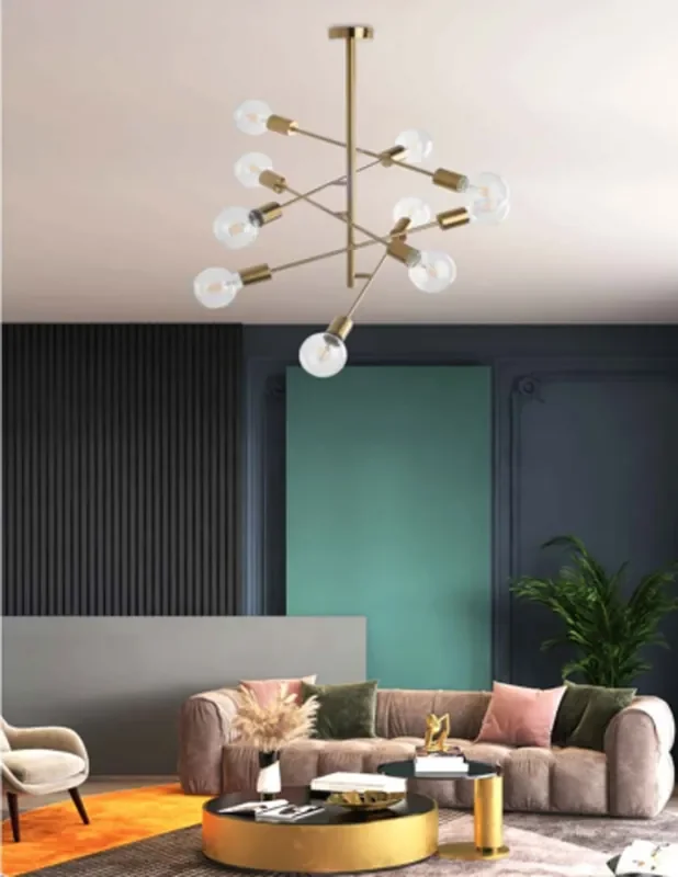 Lámpara Colgante Vintage 10 Luces Oro