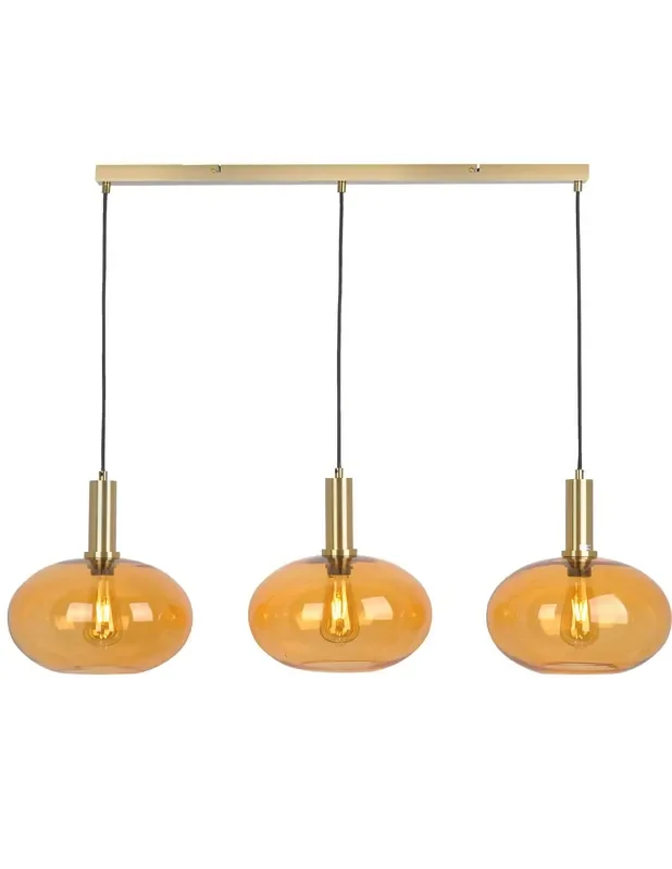 Lámpara Con Tulipas de Cristal Ambar
