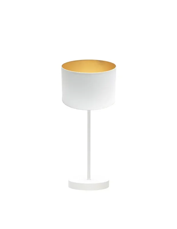 Lámpara de Mesa Pantalla Blanco Oro