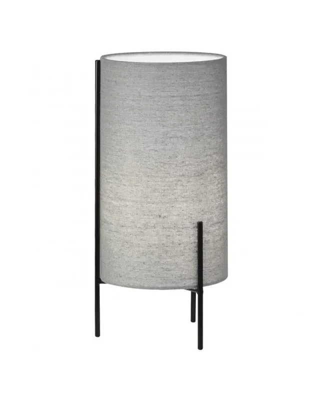 Lámpara de Mesa Trípode Negro Textil Gris