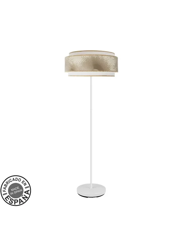 Lámpara de Pie Blanco Pantalla Blanca Oro