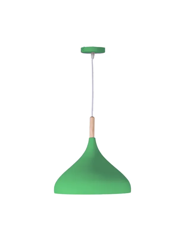 Lámpara de Techo Metal y Madera de 30 Verde