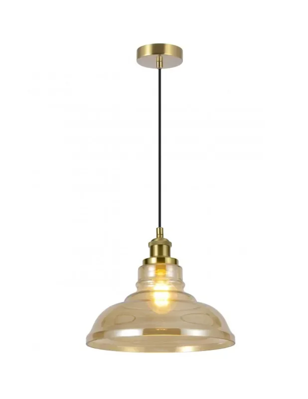 Lámpara Decoración Cristal Ambar Torneado