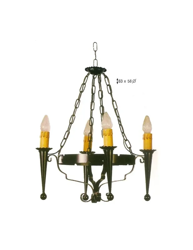 Lámpara forja 4 luces