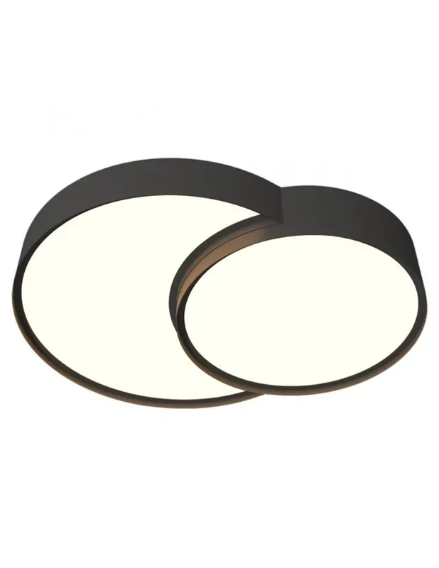 Lámpara Plafón Doble Circulo Negro