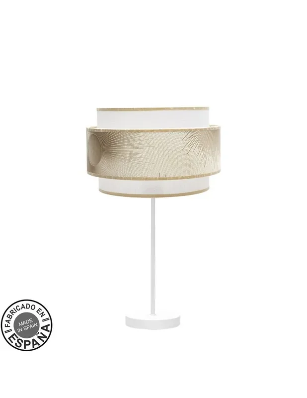 Lámpara Rinconera Blanco Pantalla Blanca Oro