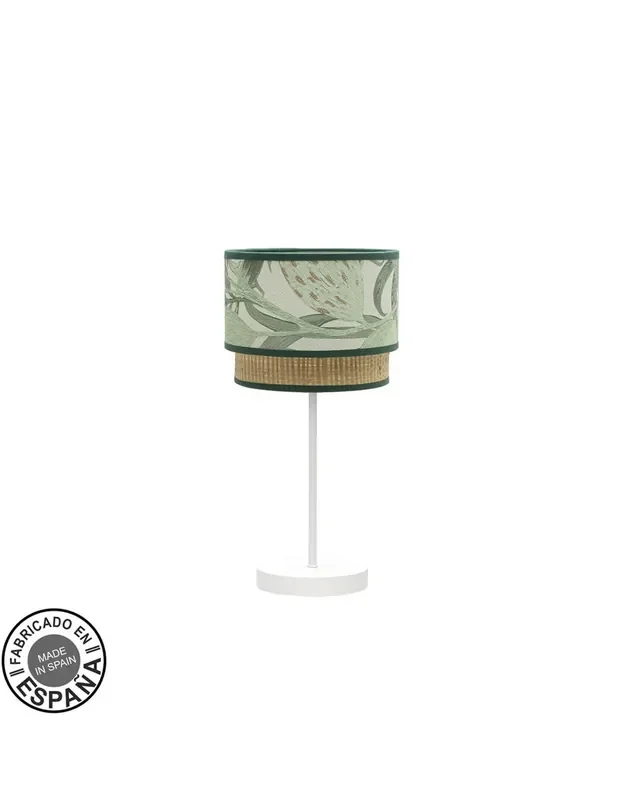 Lámpara Sobremesa Congo Blanco Pantalla Verde/Natural