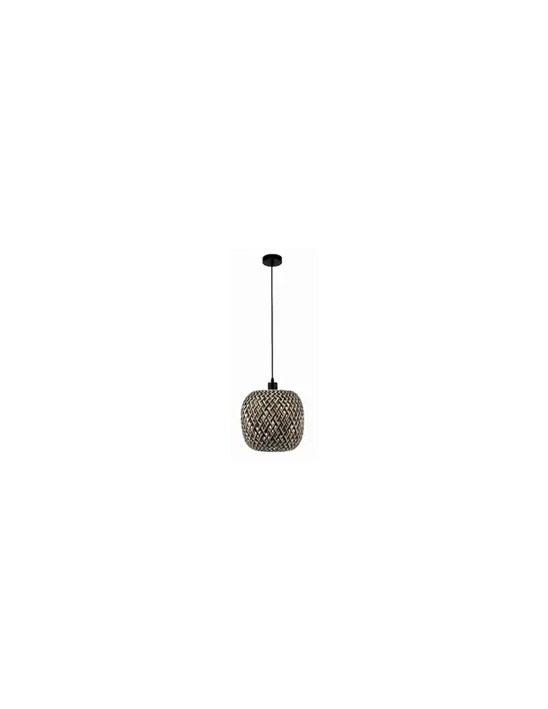 Lámpara Suspendida Ratán Natural y Negro de 30CM