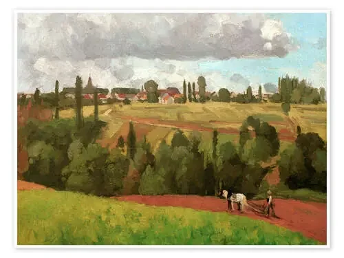 Landscape with Peasant Ploughing de Camille Pissarro akg-images