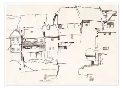 Las casas antiguas en Cesky Krumlov de Egon Schiele Master Collection