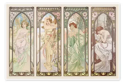 Las partes del día, 1899 de Alfons Mucha Master Collection