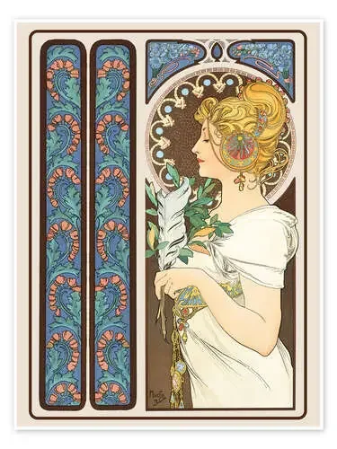 Las plumas, decoración de Alfons Mucha Master Collection