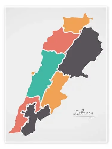 Lebanon map modern abstract with round shapes de Ingo Menhard