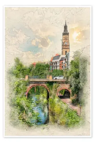 Leipzig, Karl Heine Canal, King Albert Bridge de Peter Roder