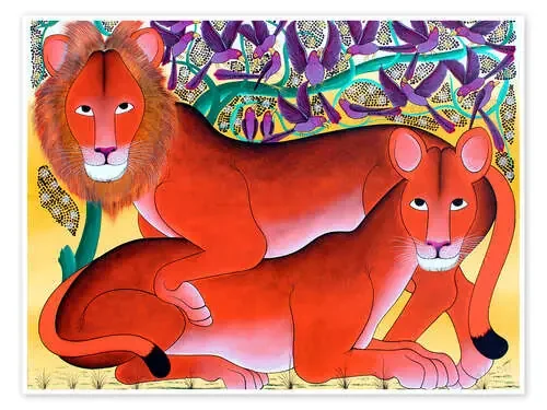 Lion lioness protecting de Omary Tanzania Art & Licensing