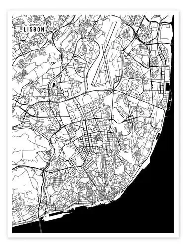 Lisbon Portugal Map de Main Street Maps