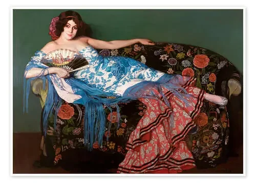 Lolita with a blue scarf de Ignacio Zuloaga Zabaleta Master Collection