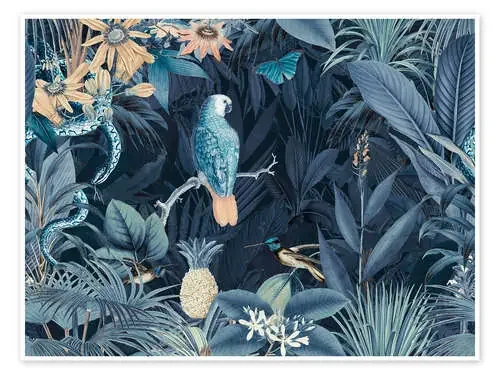 Loro y serpiente en la jungla de medianoche de Andrea Haase