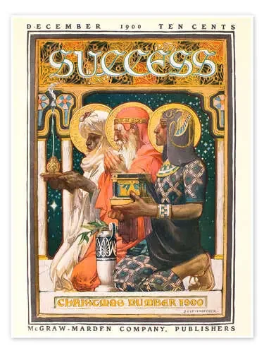 Los tres reyes, arrodillados con regalos. de Joseph Christian Leyendecker Master Collection