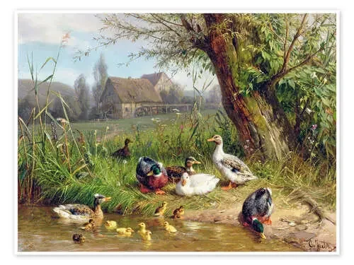Mallard Ducks with their Ducklings de Carl Jutz Bridgeman Images