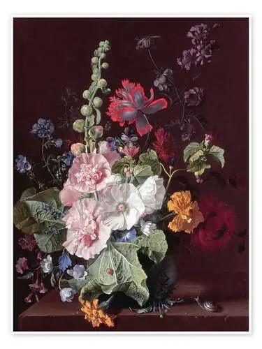 Malvas y otras flores en un jarrón, 1702-20 de Jan van Huysum Bridgeman Images