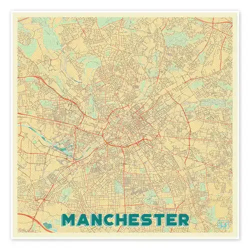Manchester Map Retro de Hubert Roguski