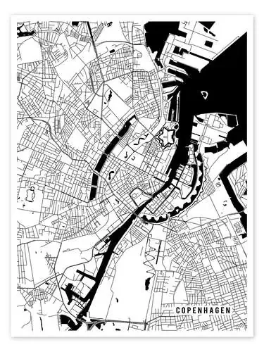 Mapa de Copenhague Dinamarca de Main Street Maps
