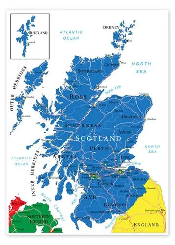 Mapa de Escocia (inglés) Editors Choice