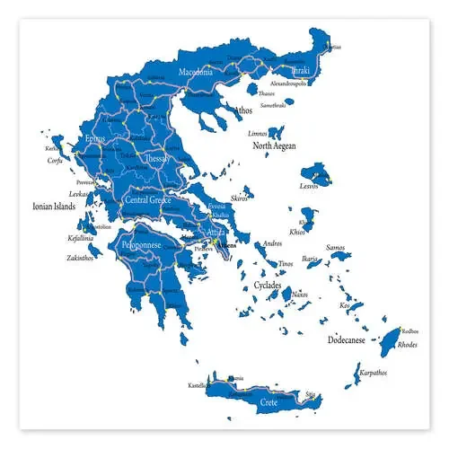 Mapa de Grecia (inglés) Editors Choice