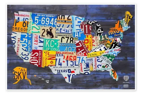 Mapa de las matrículas de Estados Unidos de Design Turnpike