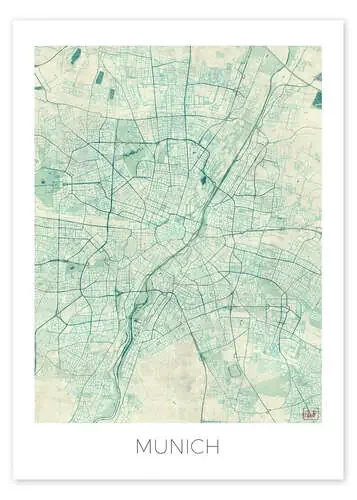 Mapa de Múnich azul de Hubert Roguski