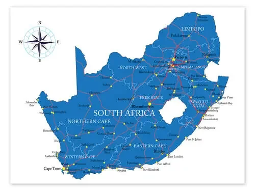 Mapa de Sudáfrica Editors Choice