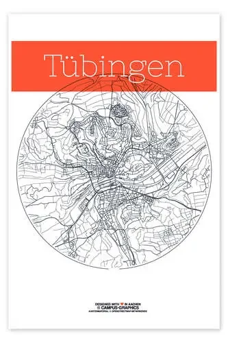 Mapa de Tübingen círculo de campus graphics