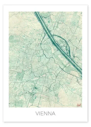 Mapa de Viena en azul de Hubert Roguski