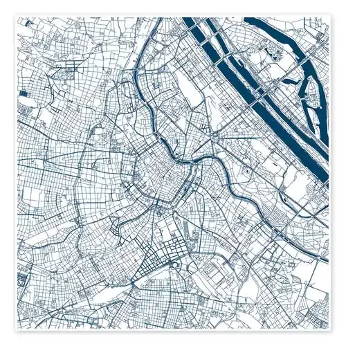 Mapa de Vienna, azul de 44spaces
